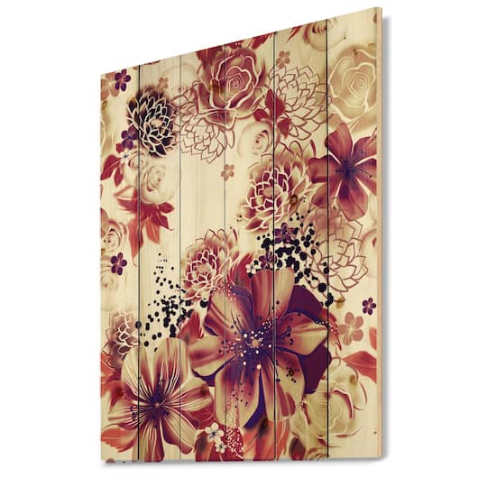 Designart - Pink and Yellow Flowers Retro